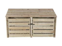 Arbor Garden Solutions Slatted Wooden Log Store With Door W-227Cm, H-126Cm, D-88Cm - Natural (Light Green) Finish - thumbnail 6