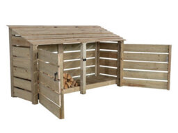 Arbor Garden Solutions Slatted Wooden Log Store With Door W-227Cm, H-126Cm, D-88Cm - Natural (Light Green) Finish - thumbnail 4