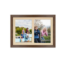 AK Frames 20X14 Walnut Classic Multi Photo Frame With Ivory Mount - Holds 2 Apertures (2X) A4 Photos
