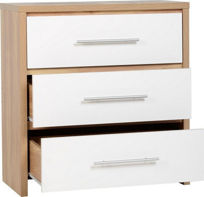 Seconique Seville Oak And White Finish 3 Drawer Chest - image 1