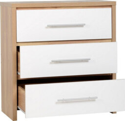 Seconique Seville Oak And White Finish 3 Drawer Chest