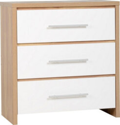 Seconique Seville Oak And White Finish 3 Drawer Chest - thumbnail 2