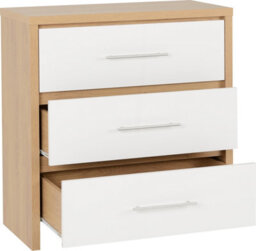 Seconique Seville Oak And White Finish 3 Drawer Chest - thumbnail 9