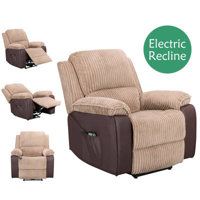 Westwood Fabric Leather Electric Recliner Single Sofa Reclining Armchair Foot Rest Brown - image 1