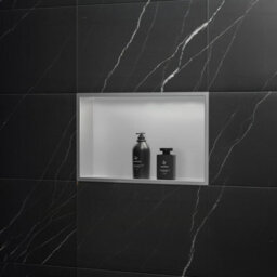 Recessed Bathroom Shelf Rea 2 30X45X10 Brush Steel - thumbnail 1