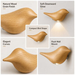 Amorly Oak Bird Wall Sconce, Rechargeable Motion Sensor Wireless Wall Light, For Bedroom, Hallway, Stairway, Entryway (Left Facing) - thumbnail 8