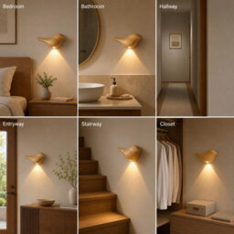 Amorly Oak Bird Wall Sconce, Rechargeable Motion Sensor Wireless Wall Light, For Bedroom, Hallway, Stairway, Entryway (Left Facing) - thumbnail 4