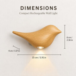 Amorly Oak Bird Wall Sconce, Rechargeable Motion Sensor Wireless Wall Light, For Bedroom, Hallway, Stairway, Entryway (Left Facing) - thumbnail 6