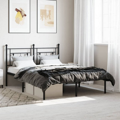 Berkfield Metal Bed Frame Without Mattress With Headboard Black 140X190Cm - image 1