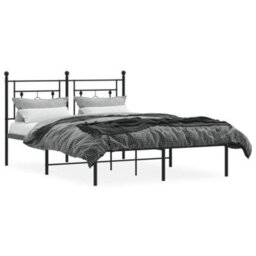 Berkfield Metal Bed Frame Without Mattress With Headboard Black 140X190Cm - thumbnail 3