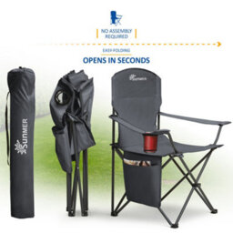 Sunmer Extra-Wide Folding Camping Chairs - Set Of 2 - Dark Grey - thumbnail 4