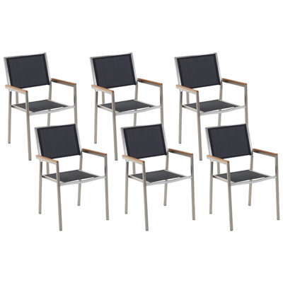 Beliani Set Of 6 Garden Chairs Grosseto Stainless Steel Black - image 1