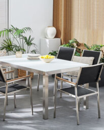 Beliani Set Of 6 Garden Chairs Grosseto Stainless Steel Black - thumbnail 2