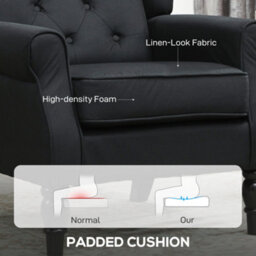 Homcom Accent Chair Wingback Armchair Retro Tufted Club Wood Fabric, Black - thumbnail 5
