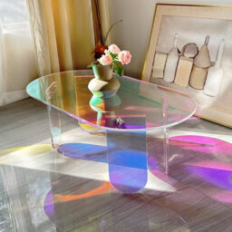 Fativo L95X W50X H36Cm Acrylic Rainbow Coffee Table Iridescent Accent End Table Sofa Center Table Home Decor - thumbnail 6