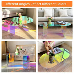 Fativo L95X W50X H36Cm Acrylic Rainbow Coffee Table Iridescent Accent End Table Sofa Center Table Home Decor - thumbnail 4