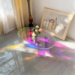 Fativo L95X W50X H36Cm Acrylic Rainbow Coffee Table Iridescent Accent End Table Sofa Center Table Home Decor - thumbnail 8