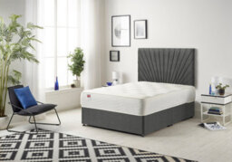 "Somnior Beds Platinum Divan Bed Set With 2 Drawers With Mattress & 30"" Headboard - Tweed Fabric, Charcoal, 5Ft King" - thumbnail 2