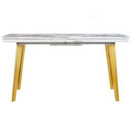 Beliani Extending Dining Table Mosby Marble/ Gold 160/200 Cm 90 Cm - thumbnail 6
