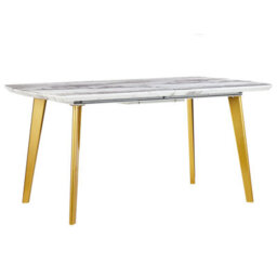 Beliani Extending Dining Table Mosby Marble/ Gold 160/200 Cm 90 Cm - thumbnail 5