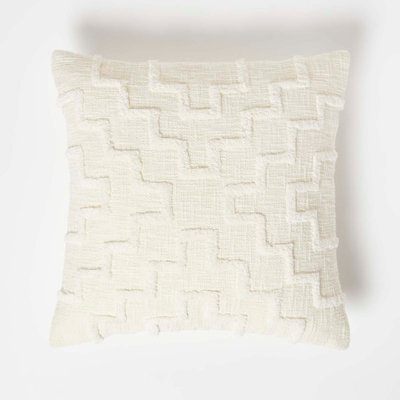 Homescapes Geometric Natural Tufted Cotton Cushion 45 X 45 Cm - image 1