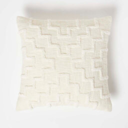 Homescapes Geometric Natural Tufted Cotton Cushion 45 X 45 Cm