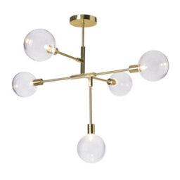 Bhs Hennock Satin Brass 5 Lamp Semi Flush Ceiling Light - thumbnail 2