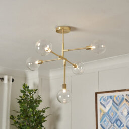 Bhs Hennock Satin Brass 5 Lamp Semi Flush Ceiling Light