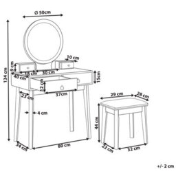 Beliani Dressing Table With Mirror And Stool Fedry Led Emerald Green - thumbnail 3