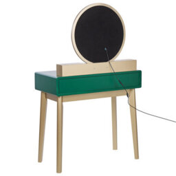Beliani Dressing Table With Mirror And Stool Fedry Led Emerald Green - thumbnail 8
