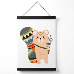 Artze Wall Art Brown Squirrel Tribal Animal Art Print With Black Frame Size: A4 - thumbnail 1