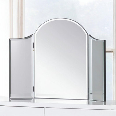 Julian Bowen Canto Glass Dressing Table Mirror, Glass Frame, Curved, Freestanding, 50 X 65 X 1.5Cm - image 1