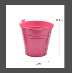 Decoris 4 X Childs Metal Bucket Planter Zinc Flower Pot Tin Pen Pot Craft Pot Bright Pink - thumbnail 2