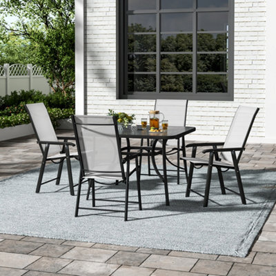 Breeins 5-Piece Black Garden Furniture Set Dining Set Square Umbrella Table And Folding Chairs For Patio Lounge Balcony 105Cm - image 1