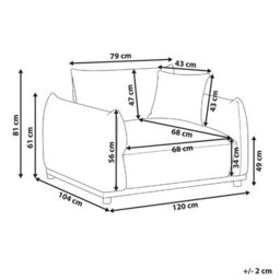 Beliani Armchair Jubek Fabric Off-White - thumbnail 3
