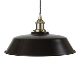 Matt Black Chancery Painted Dome Pendant Light With Brushed Chrome Lamp Holder And Grey Twisted Cable - Se Home - thumbnail 1