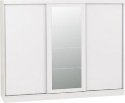 Seconique Nevada 3 Door Sliding Wardrobe With Mirror In White Gloss Finish