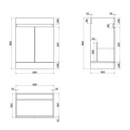Affine 600mm Bathroom Vanity Unit Ceramic Basin Furniture Floorstanding Soft Close Oak - thumbnail 5