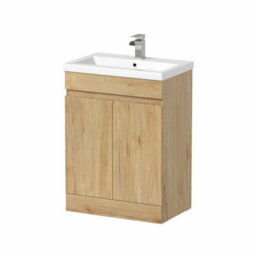 Affine 600mm Bathroom Vanity Unit Ceramic Basin Furniture Floorstanding Soft Close Oak - thumbnail 3