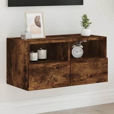 Berkfield Tv Wall Cabinet Smoked Oak 60X30X30 Cm Engineered Wood - image 1