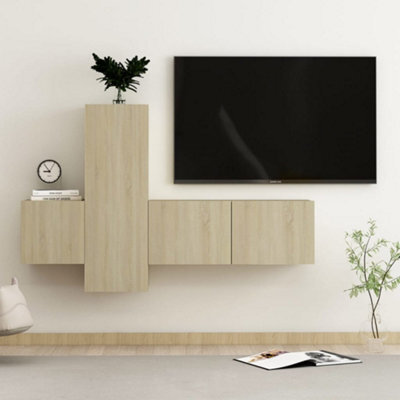 Berkfield 3 Piece Tv Cabinet Set Sonoma Oak Engineered Wood - image 1