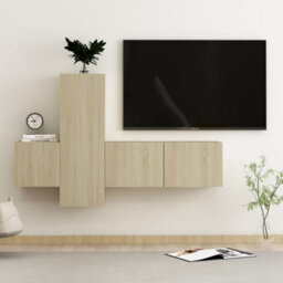 Berkfield 3 Piece Tv Cabinet Set Sonoma Oak Engineered Wood - thumbnail 1