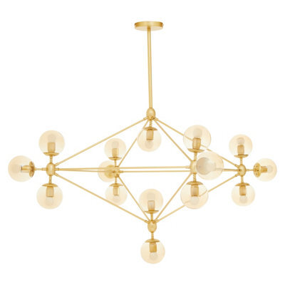 Orsina Modern Fifteen Arm Gold Finish Pendant Light, Industrial Molecular Multi Bulb Ceiling Fixture, Chandelier - image 1