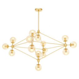 Orsina Modern Fifteen Arm Gold Finish Pendant Light, Industrial Molecular Multi Bulb Ceiling Fixture, Chandelier - thumbnail 4