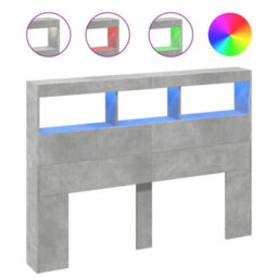 Berkfield Headboard Cabinet With Led Concrete Grey 140X17X102 Cm - thumbnail 2