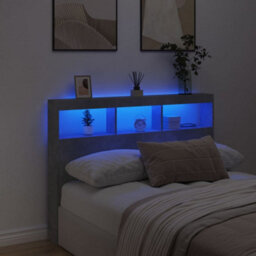Berkfield Headboard Cabinet With Led Concrete Grey 140X17X102 Cm - thumbnail 4