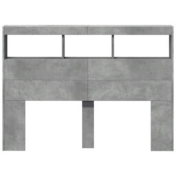 Berkfield Headboard Cabinet With Led Concrete Grey 140X17X102 Cm - thumbnail 6