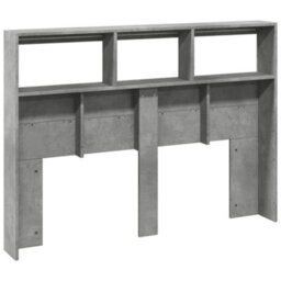 Berkfield Headboard Cabinet With Led Concrete Grey 140X17X102 Cm - thumbnail 8