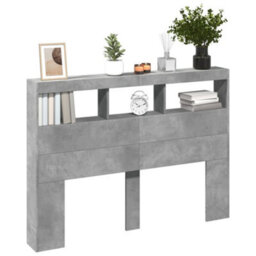 Berkfield Headboard Cabinet With Led Concrete Grey 140X17X102 Cm - thumbnail 5