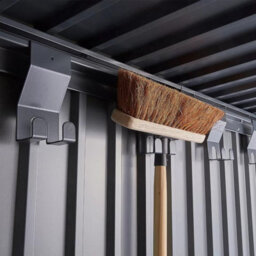Stone Garden 10X8Ft Large Steel Shed In Grey, 12,800L Capacity, Double Doors, Shelves, Tool Hangers, Lock & Ventilation - thumbnail 5